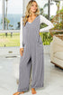 Corded Tie Straps V Neck Wide Leg Jumpsuit